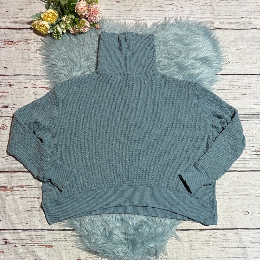 Free People Tommy Turtleneck Light Blue Knit Sz S